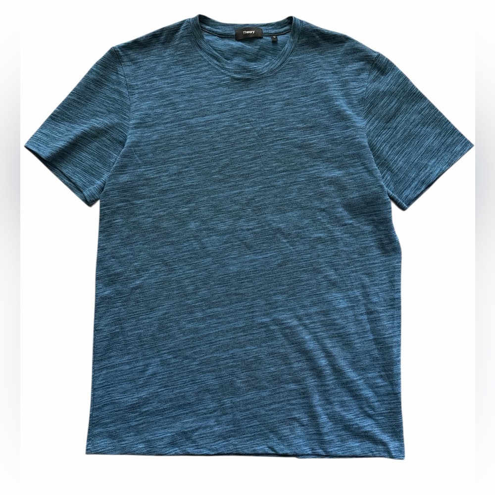 Theory Men's Heathered Blue Cotton Blend Short Sleeve T-Shirt size M